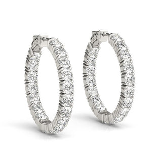 Inside Outside Diamond Hoop Earrings in 14k White Gold (3 1/2 cttw)