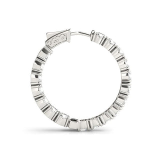 Inside Outside Diamond Hoop Earrings in 14k White Gold (3 1/2 cttw)