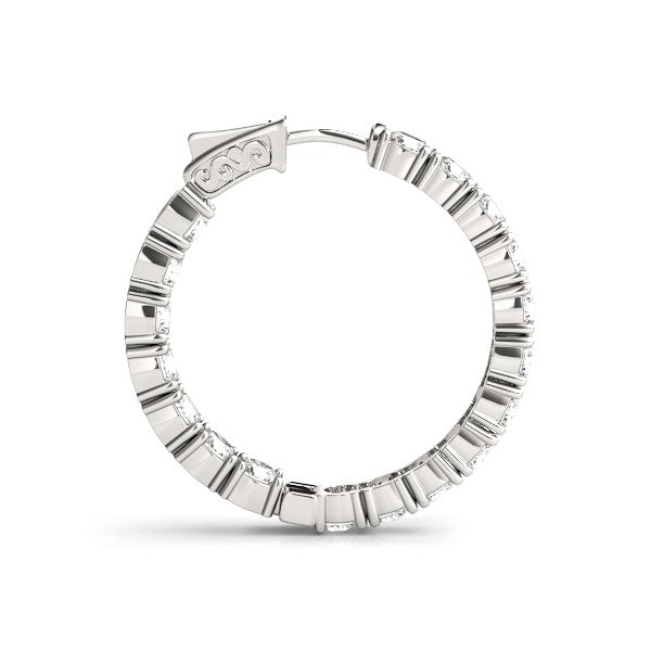 Inside Outside Diamond Hoop Earrings in 14k White Gold (3 1/2 cttw)