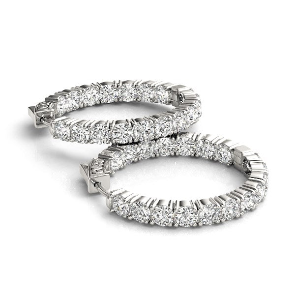 Inside Outside Diamond Hoop Earrings in 14k White Gold (3 1/2 cttw)