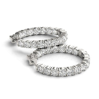 Inside Outside Diamond Hoop Earrings in 14k White Gold (3 1/2 cttw)
