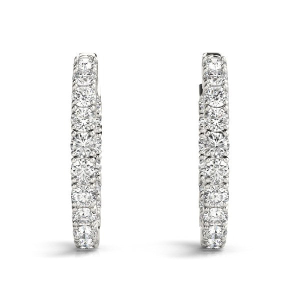 Inside Outside Diamond Hoop Earrings in 14k White Gold (3 1/2 cttw)