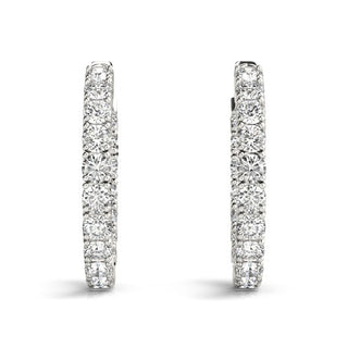 Inside Outside Diamond Hoop Earrings in 14k White Gold (3 1/2 cttw)