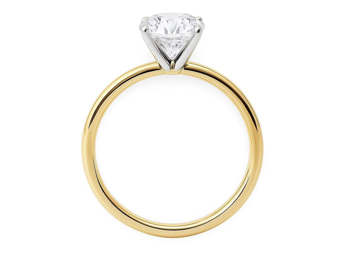 3 Carat Round Lab Grown IGI G/VS1 Diamond Solitaire Ring in 10K Yellow Gold