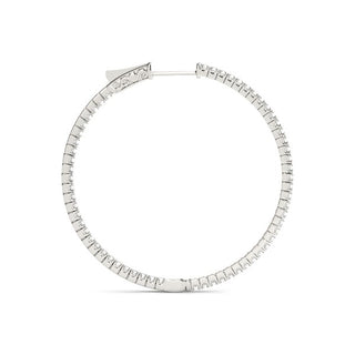 Thin Prong Style Diamond Hoop Earrings in 14k White Gold (1 1/2 cttw)