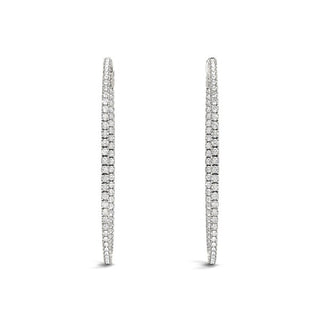 Thin Prong Style Diamond Hoop Earrings in 14k White Gold (1 1/2 cttw)