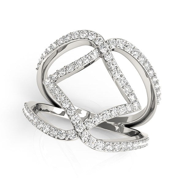 Diamond Interlinked Band Style Ring in 14k White Gold (3/4 cttw)