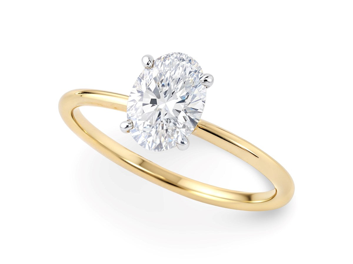 1 Carat Oval Lab Grown IGI G/VS1 Diamond Solitaire Ring in 14K Yellow Gold