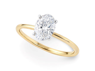 1 Carat Oval Lab Grown IGI G/VS1 Diamond Solitaire Ring in 14K Yellow Gold