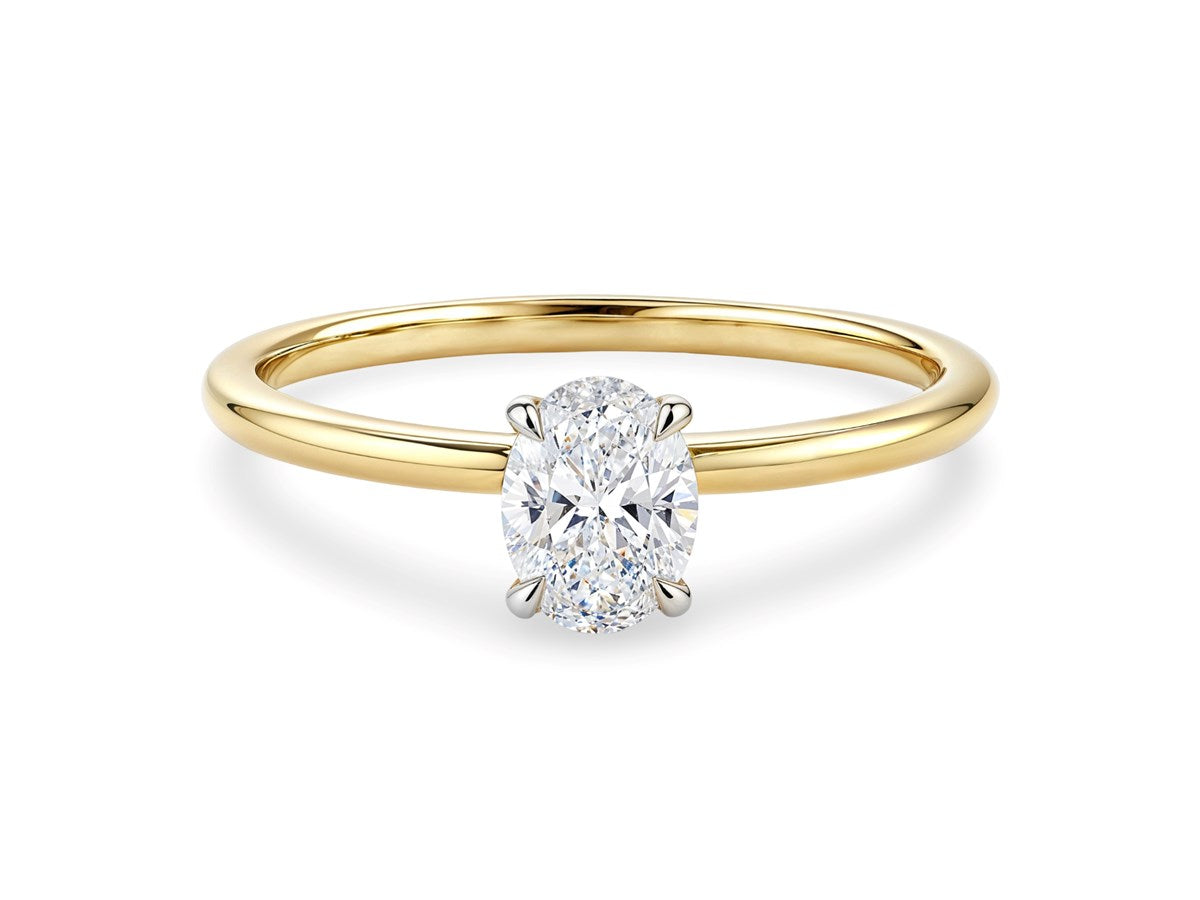 1 Carat Oval Lab Grown IGI G/VS1 Diamond Solitaire Ring in 14K Yellow Gold
