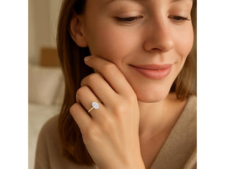 1 Carat Oval Lab Grown IGI G/VS1 Diamond Solitaire Ring in 14K Yellow Gold