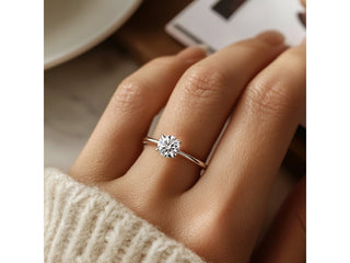 1 1/2 Carat Round Lab Grown IGI G/VS1 Diamond Ring in 10K White Gold