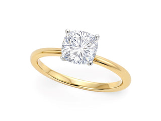 1 Carat Cushion Lab Grown IGI G/VS1 Diamond Solitaire Ring in 14K Yellow Gold