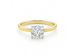 1 Carat Cushion Lab Grown IGI G/VS1 Diamond Solitaire Ring in 14K Yellow Gold