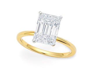 5 Carat Radiant Lab Grown IGI G/VS1 Diamond Solitaire Ring in 14K Yellow Gold