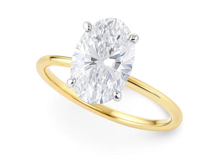 3 Carat Oval Lab Grown IGI G/VS1 Diamond Solitaire Ring in 14K Yellow Gold