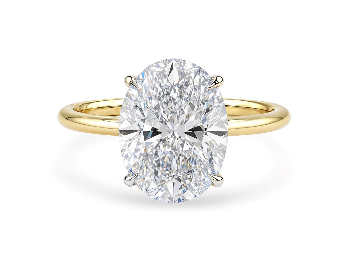 3 Carat Oval Lab Grown IGI G/VS1 Diamond Solitaire Ring in 14K Yellow Gold