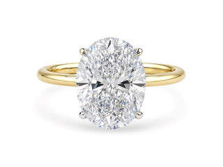 3 Carat Oval Lab Grown IGI G/VS1 Diamond Solitaire Ring in 14K Yellow Gold