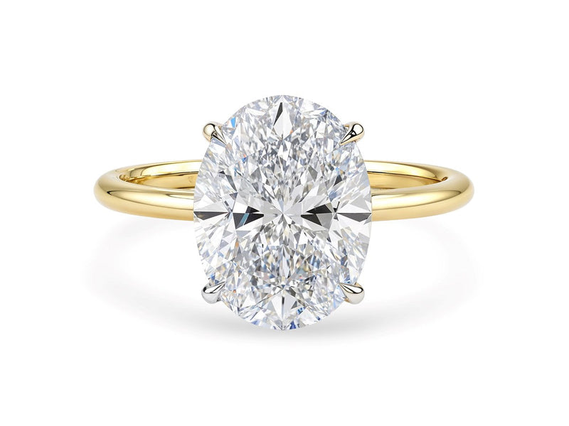 3 Carat Oval Lab Grown IGI G/VS1 Diamond Solitaire Ring in 14K Yellow Gold
