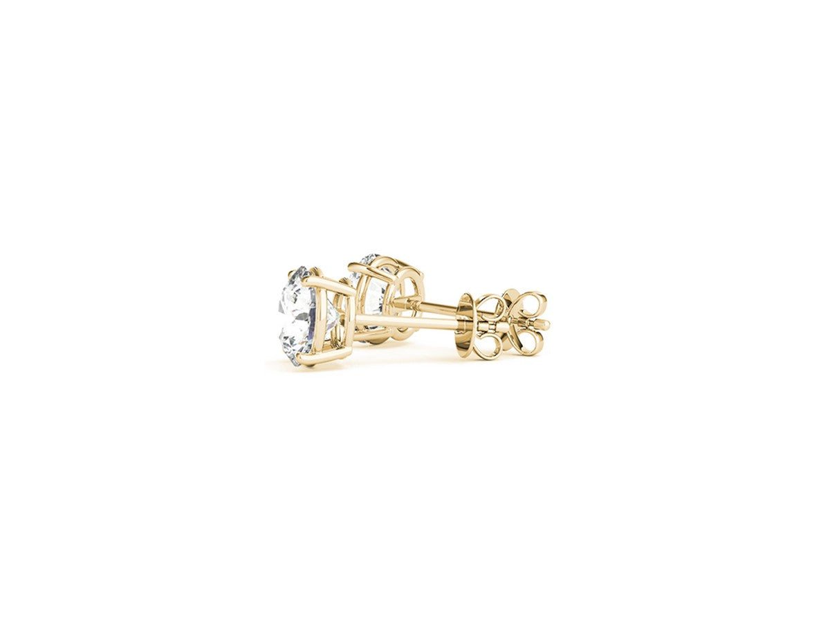 3 cttw Certified IGI Lab Grown Round Diamond Stud Earrings 14k Yellow Gold (G/VS2)
