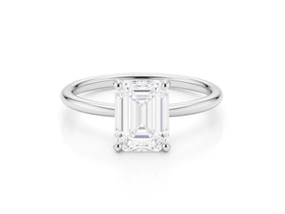 2 Carat Emerald Lab Grown IGI G/VS1 Diamond Solitaire Ring in 14K White Gold