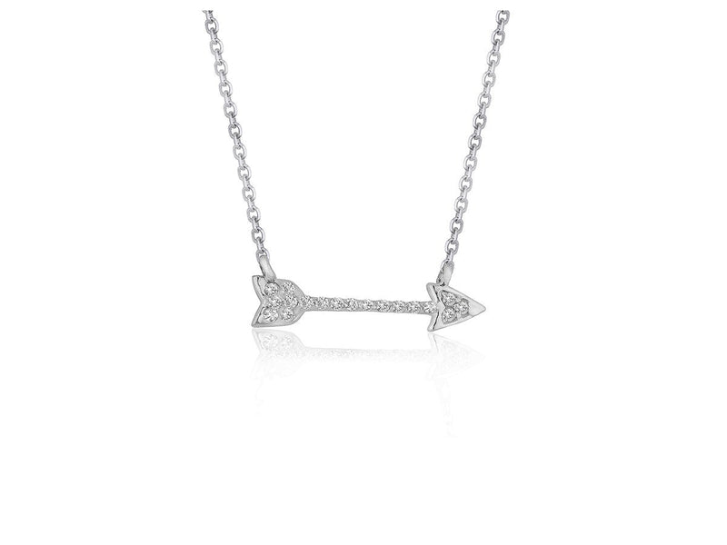 Diamond Arrow Style Pendant in 14k White Gold (1/10 cttw)