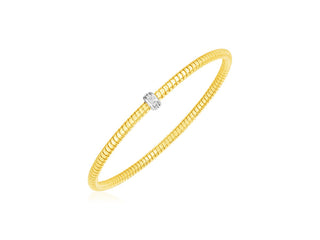 14k Yellow Gold Stretch Bangle with Diamonds (3.00 mm)