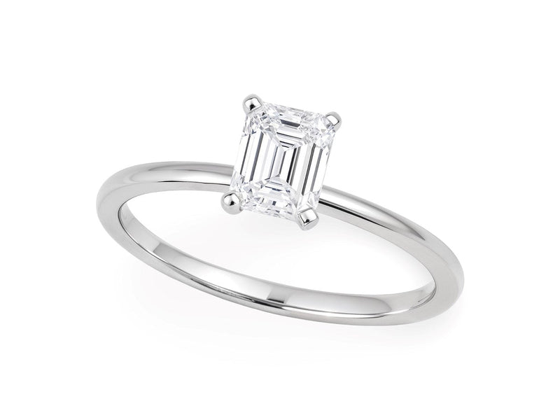 1 Carat Emerald Lab Grown IGI G/VS1 Diamond Solitaire Ring in 14K White Gold