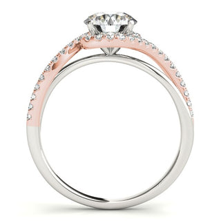 14k White And Rose Gold Bypass Split Band Round Diamond Engagement Ring (1 1/8 cttw)