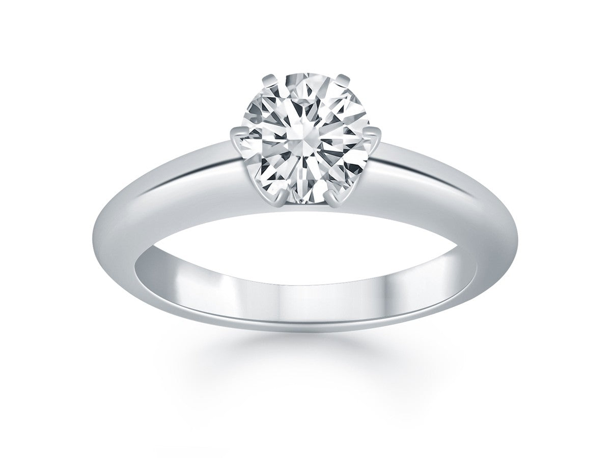 Solitaire Cathedral Engagement Ring in 14k White Gold