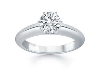Solitaire Cathedral Engagement Ring in 14k White Gold