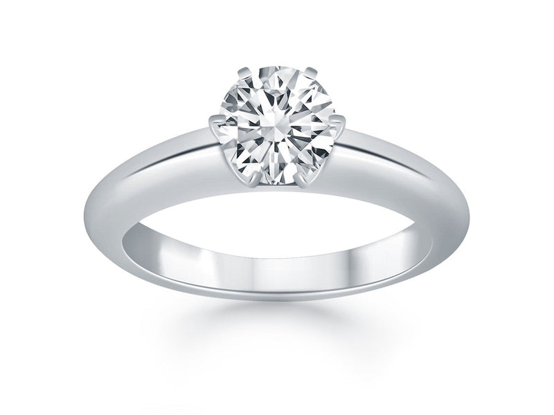 Solitaire Cathedral Engagement Ring in 14k White Gold