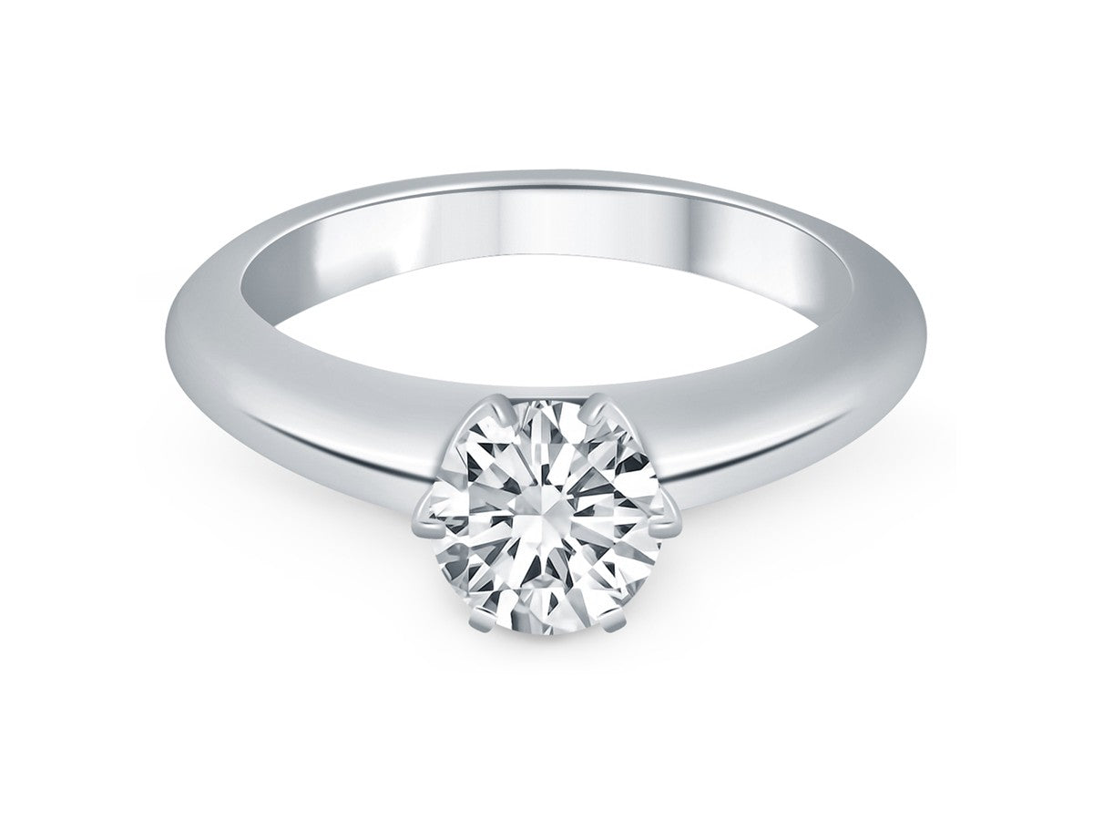 Solitaire Cathedral Engagement Ring in 14k White Gold