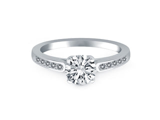 Diamond Channel Cathedral Engagement Ring in 14k White Gold