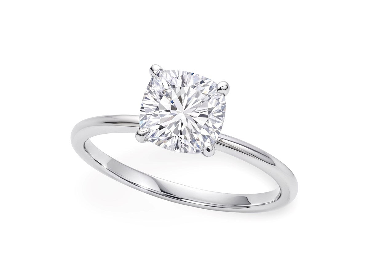 2 Carat Cushion Lab Grown IGI G/VS1 Diamond Solitaire Ring in 10K White Gold