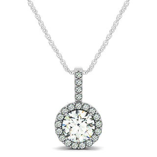 Diamond Halo Pendant in 14k White Gold (5/8 cttw)