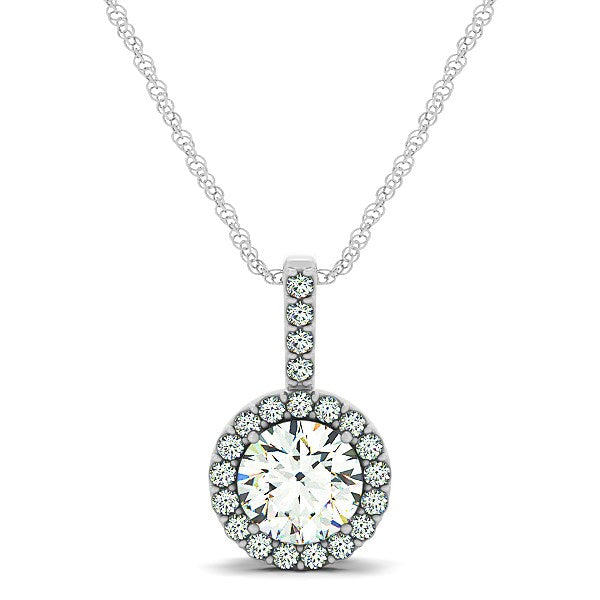 Diamond Halo Pendant in 14k White Gold (5/8 cttw)