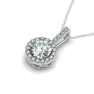 Diamond Halo Pendant in 14k White Gold (5/8 cttw)