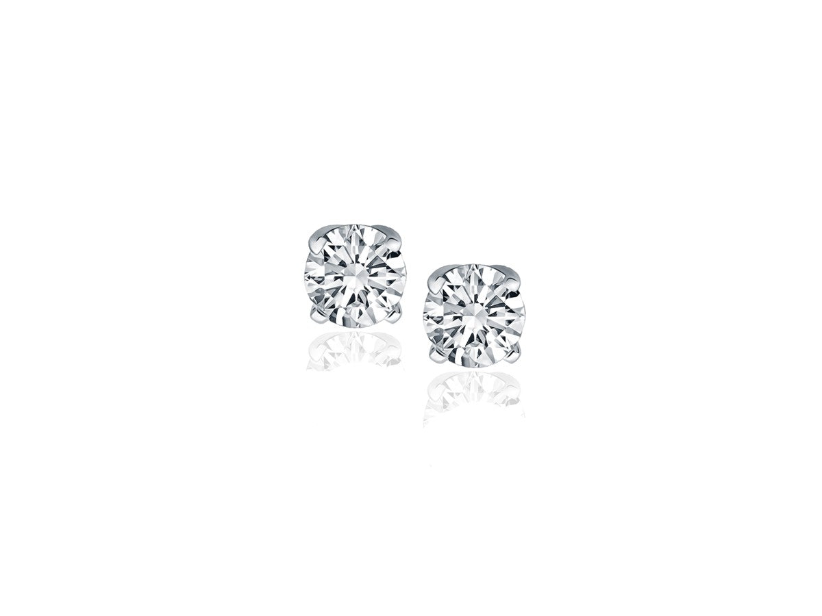 Classic Round Diamond Stud Earrings in 14k White Gold (1/2 cttw)
