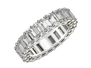 Emerald Cut Lab Grown Diamond Eternity Ring in 14k White Gold (5 cttw FG/VS2)