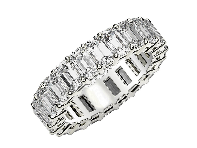 Emerald Cut Lab Grown Diamond Eternity Ring in 14k White Gold (5 cttw FG/VS2)