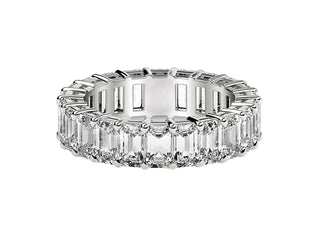 Emerald Cut Lab Grown Diamond Eternity Ring in 14k White Gold (5 cttw FG/VS2)