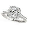 Round Cut with Square Shape Halo Diamond Engagement Ring in 14k White Gold (1 1/2 cttw)
