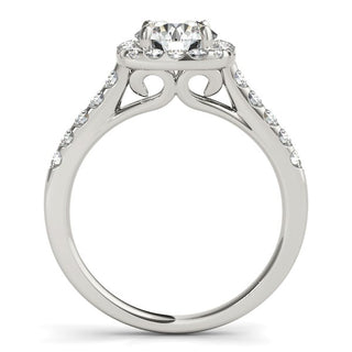 Round Cut with Square Shape Halo Diamond Engagement Ring in 14k White Gold (1 1/2 cttw)