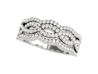 Diamond Studded Ring with Four Curves in 14k White Gold (5/8 cttw)