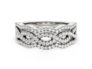 Diamond Studded Ring with Four Curves in 14k White Gold (5/8 cttw)