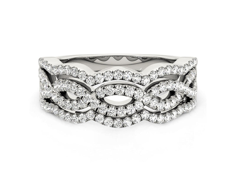 Diamond Studded Ring with Four Curves in 14k White Gold (5/8 cttw)