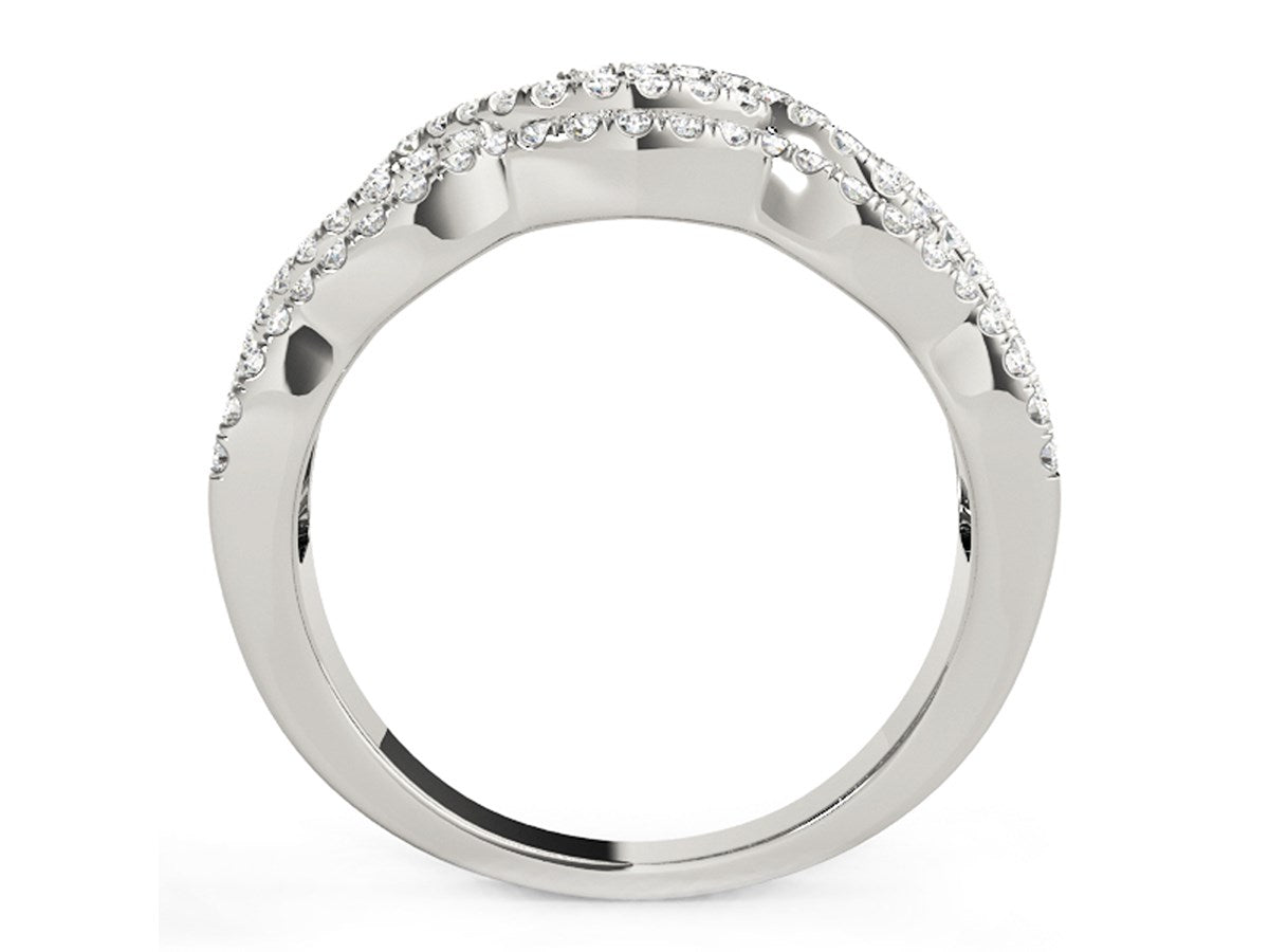 Diamond Studded Ring with Four Curves in 14k White Gold (5/8 cttw)