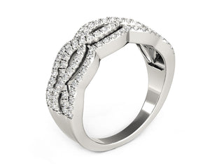Diamond Studded Ring with Four Curves in 14k White Gold (5/8 cttw)
