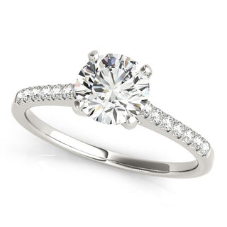 14k White Gold Round Single Row Scalloped Set Diamond Engagement Ring (1 1/8 cttw)